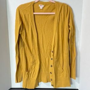 Mossimo yellow cardigan with brown buttons